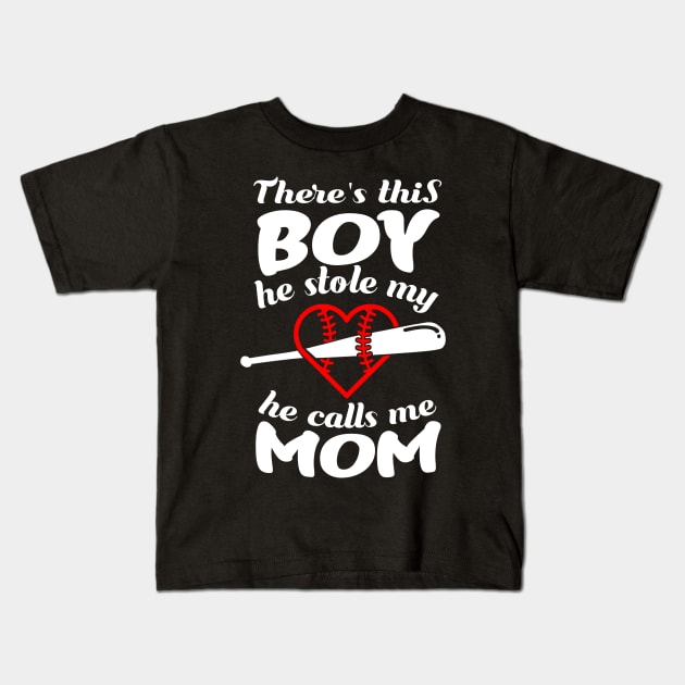 'He Calls Me Mom' Sweet Baseball Mother Gift Kids T-Shirt by ourwackyhome